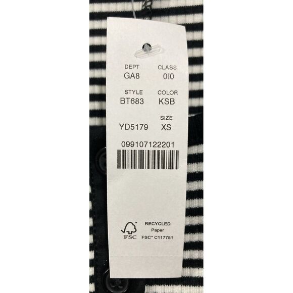 J. Crew Black White Striped Shirt 3/4 Sleeves Scoop Neck Size XS‎ NWT BT683 - Picture 4 of 9